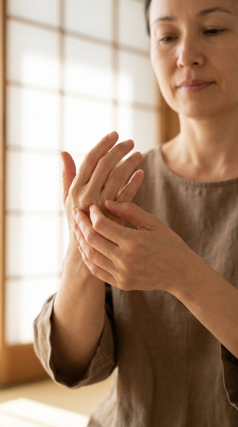 Profissional utilizando o ritual nas mãos